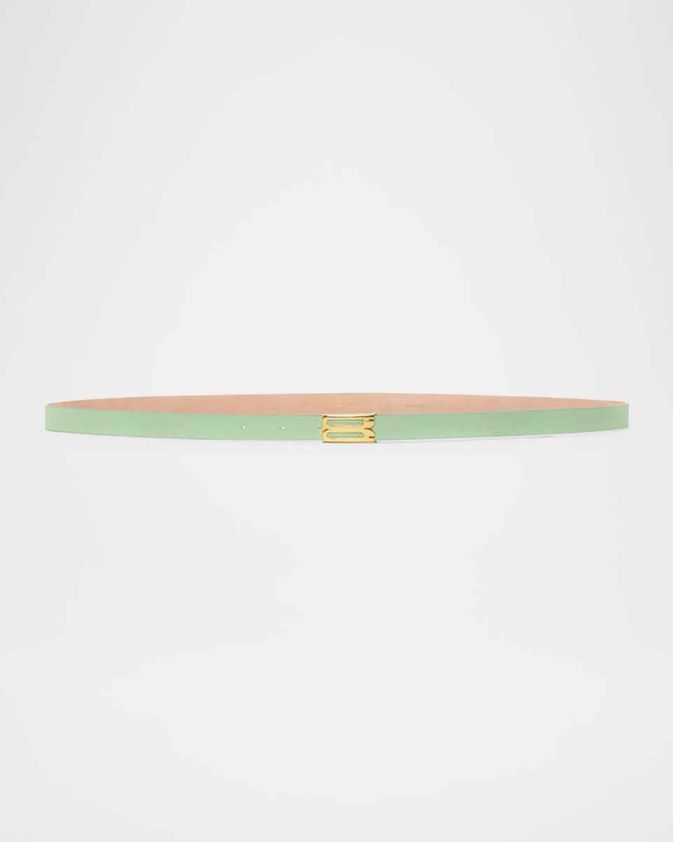 Gold-Plated B-Logo Skinny Leather Belt